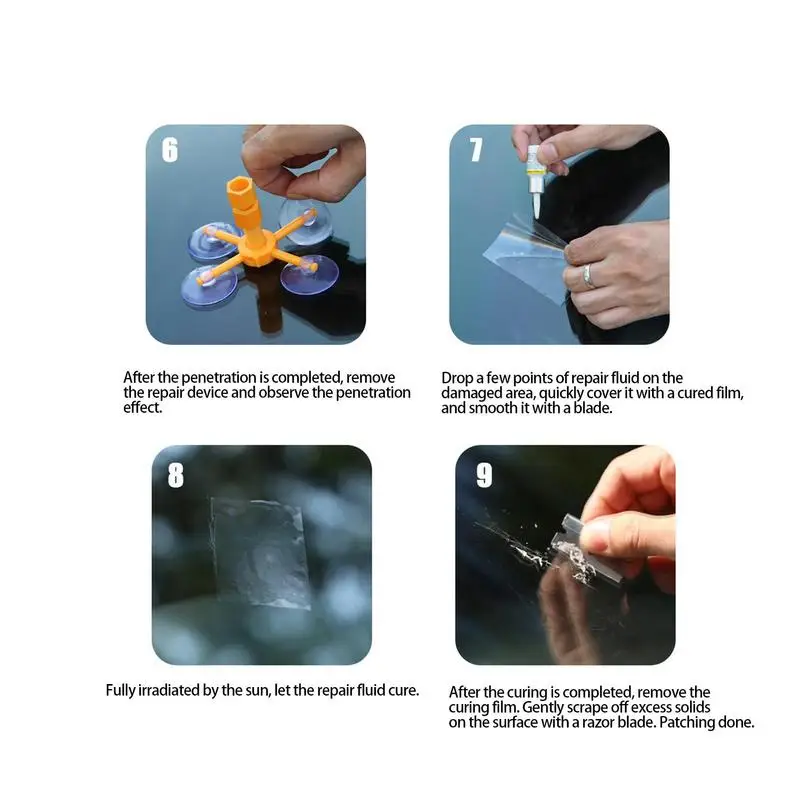 Car Windshield Cracked Repair Kit Auto Glass Repair Kit Windshield DIY Repair Tools Glass Impact Scratch Resin Repair Agent 6