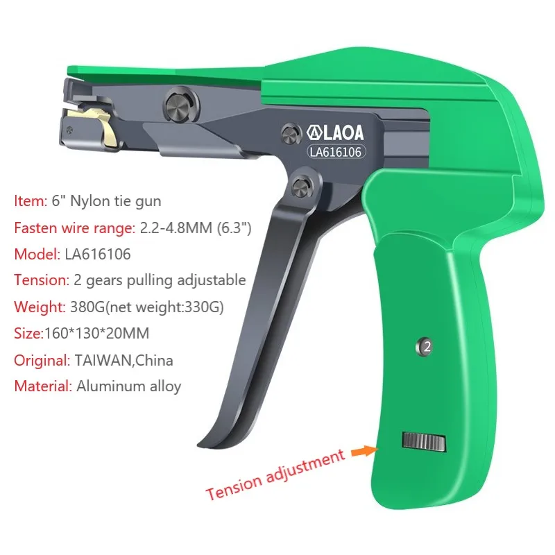 

LAOA Cable Tie Gun Cutting Fastening Tool Width 2.2 to 4.8MM Nylon Tightening The Clamp Line Automatic Tension Cutoff