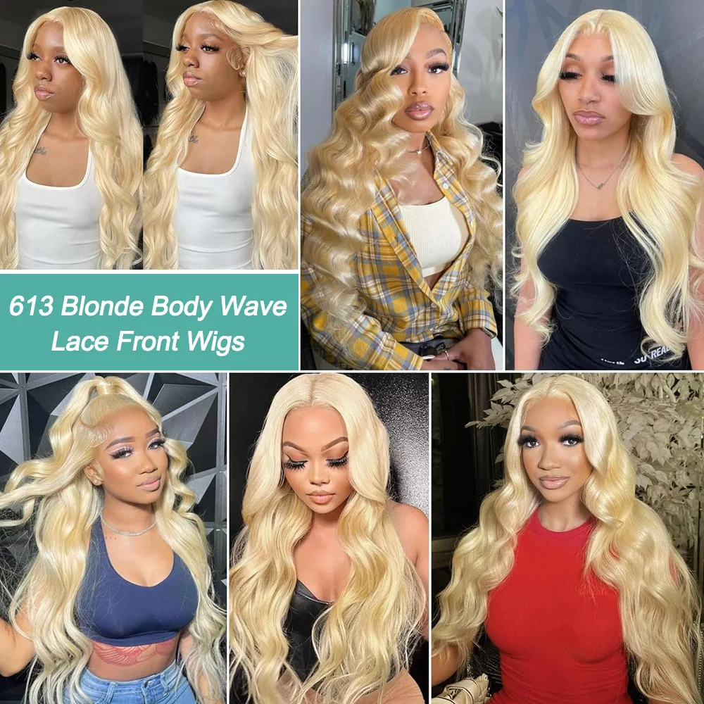 613 Blonde Body Wave Lace Front Wigs Human Hair 13X4 Lace Front Wigs Human Hair 200 Density 613 HD Lace Frontal Wigs Pre Plucked
