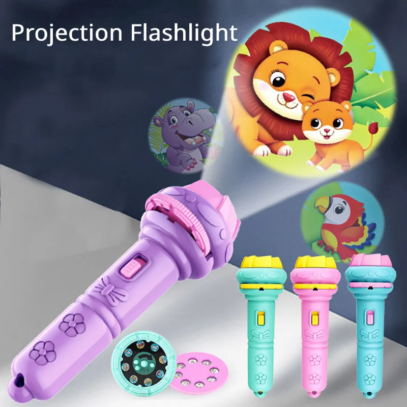 

Cute Cartoon Projection Flashlight Creativity Toy Projector Toy Flashlight Projector Torch Lamp Toy Baby Sleeping Story Book