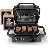 Woodfire Outdoor Grill & Smoker 7-in-1 Air Fryer Bake Roast Broil uses Woodfire Pellets(1 Pack Included) Portable, Electric 1
