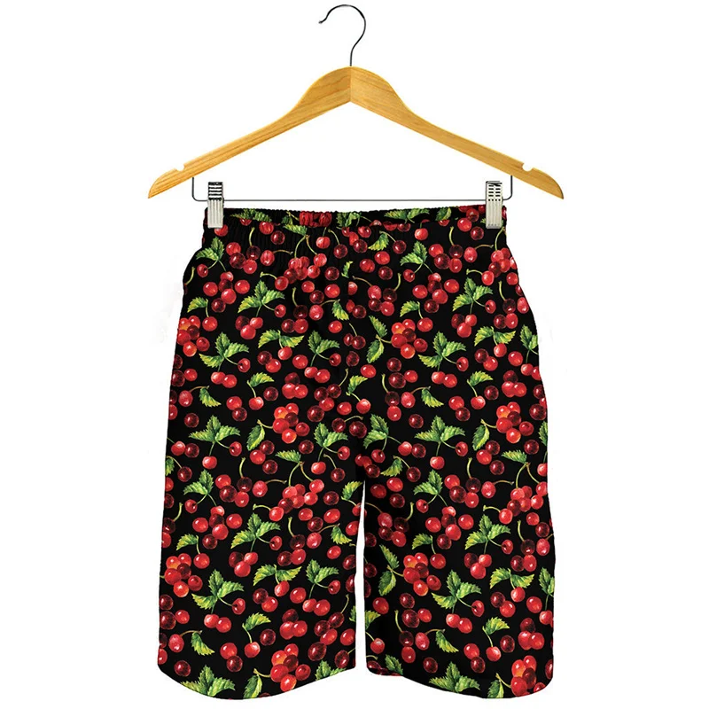 Fashion Cherry 3D Printed Beach Shorts Men Clothes Cartoon Fruits Pattern Swim Trunks Summer Streetwear Oversized Short Pants 4