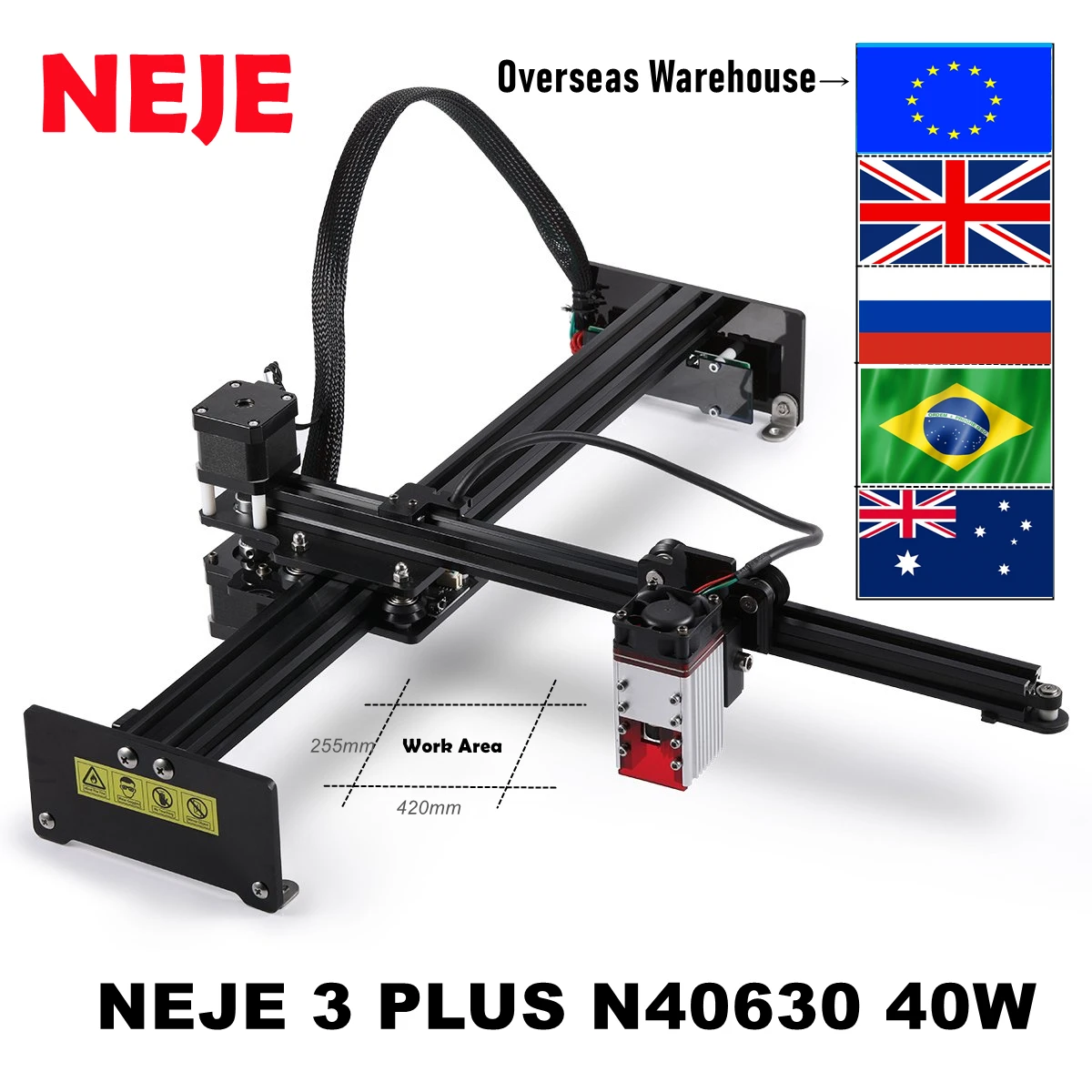 NEJE 3 Plus N40630 40W CNC Laser Engraver Cutter Printer Engraving Machine Router Lightburn,App Control,Wood Milling Machine