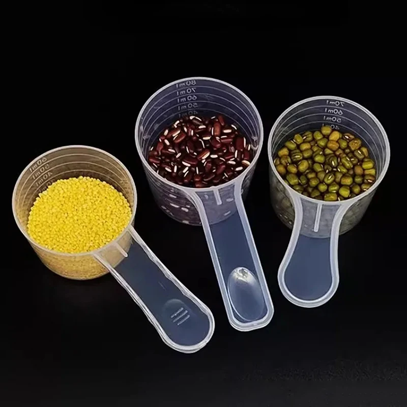 2-10pc 15-120ml Plastic Measuring Coffee Scoop with Scale Baking Utensil Milk Powder Laboratory Liquid Spoon Kitchen Accessories