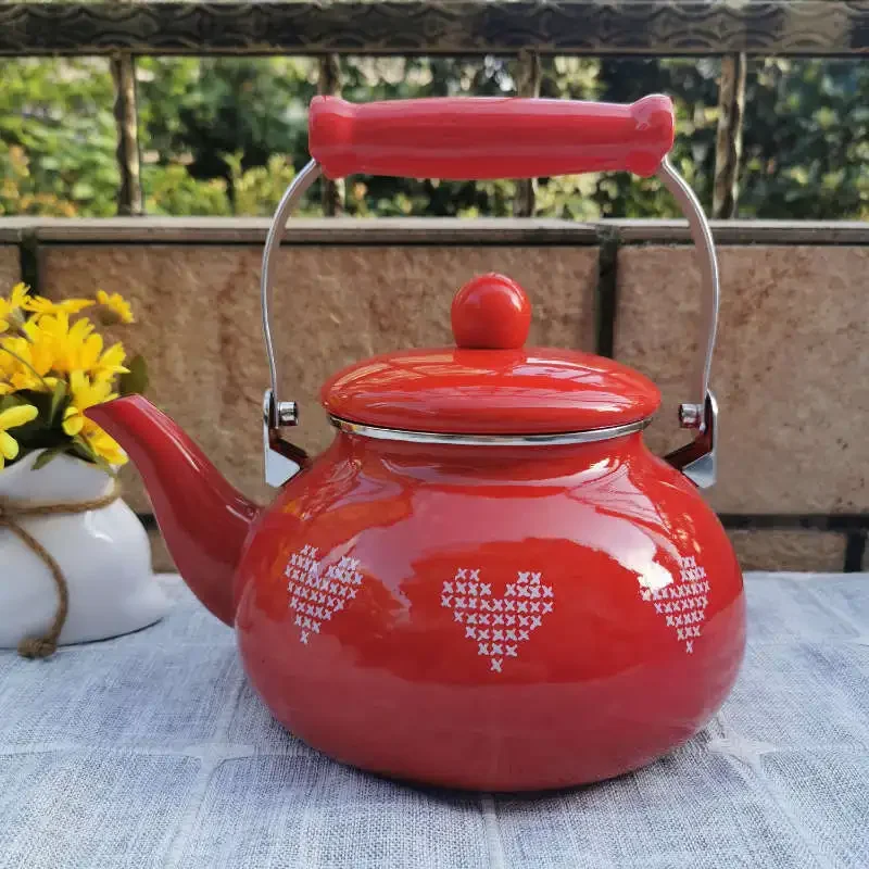 2.5L Thickened Enamel Teapot Household Kitchen Enamel Kettle Kettle Boiler Gas Induction Cooker Available