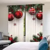 2Pcs Christmas Curtain Cute Winter Family In With Christmas Tree Funny Holiday Decor Suitable For Living Room Bedroom Kitchen 1