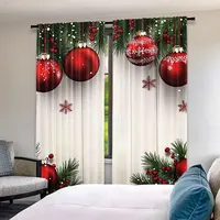 2Pcs Christmas Curtain Cute Winter Family In With Christmas Tree Funny Holiday Decor Suitable For Living Room Bedroom Kitchen 1