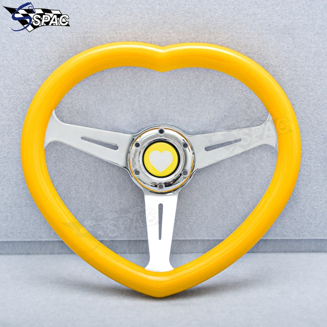 JDM Racing Sport Heart Steer Wheel White Carbon Look Heart Shape Steering  Wheel with Anime Horn Button - AliExpress