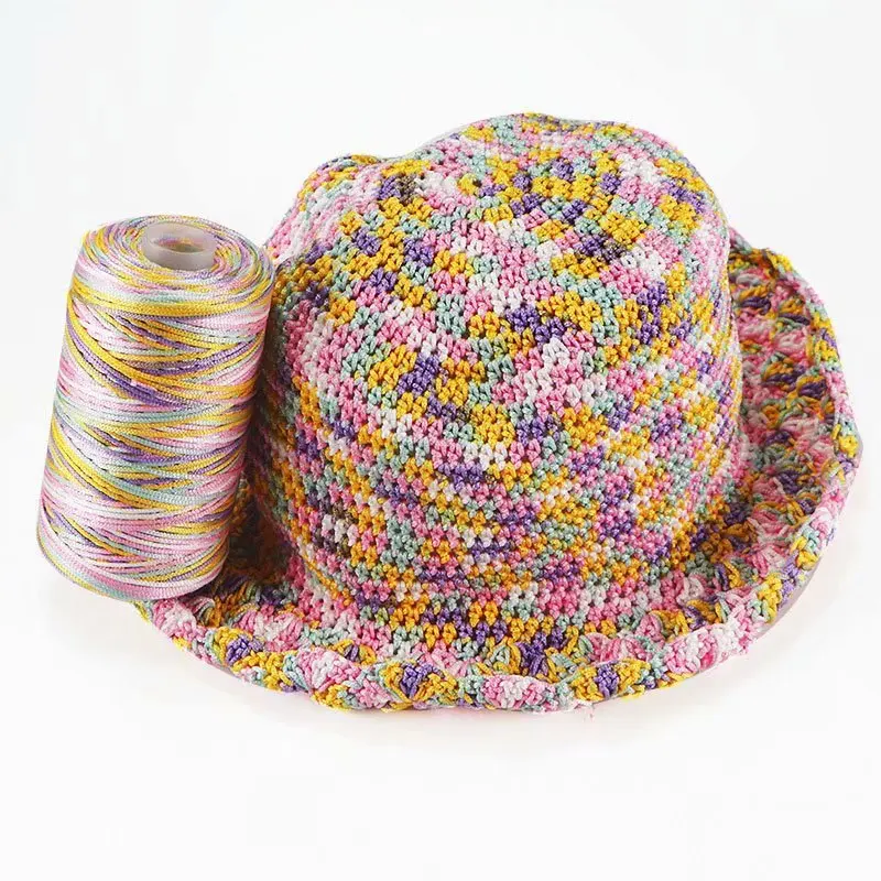 1pc 100g New Summer Crochet Yarn 1.5mm Thin Ice Cotton Thread for Hand Knitting Bag Hat Shoes Hollow Line Colorful Nylon Cord 6