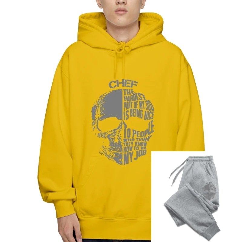 

Мужской пуловер с принтом черепа шеф-повара, Осенний флисовый свитер с капюшоном, 2020