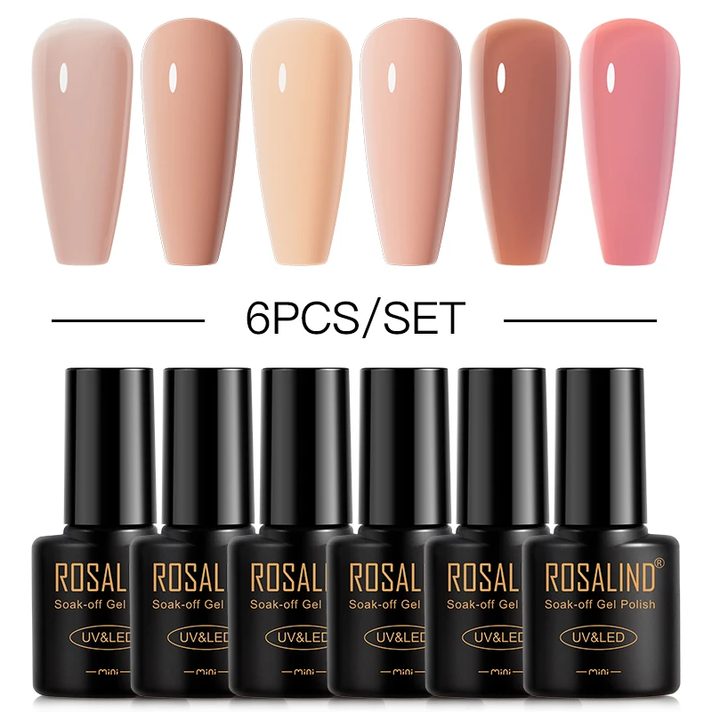 ROSALIND Nude Gel Polish Set Salon/DIY Pure Colors Varnishes Semi Permanent Base Top Coat UV Gel For Nail Art Decoration