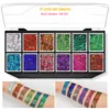 12 Color UV Luminous Holographic Glow Chunky Glitter Eyeshadow Palette Sequin Gel for Kid's Christmas Makeup 6