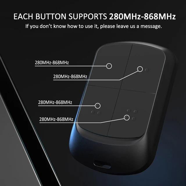 With Clip 280MHz to 868MHz MultiFrequency Electric Garage Door Opener Gate Remote Control Duplicator 433MHz Hand Transmitter 2