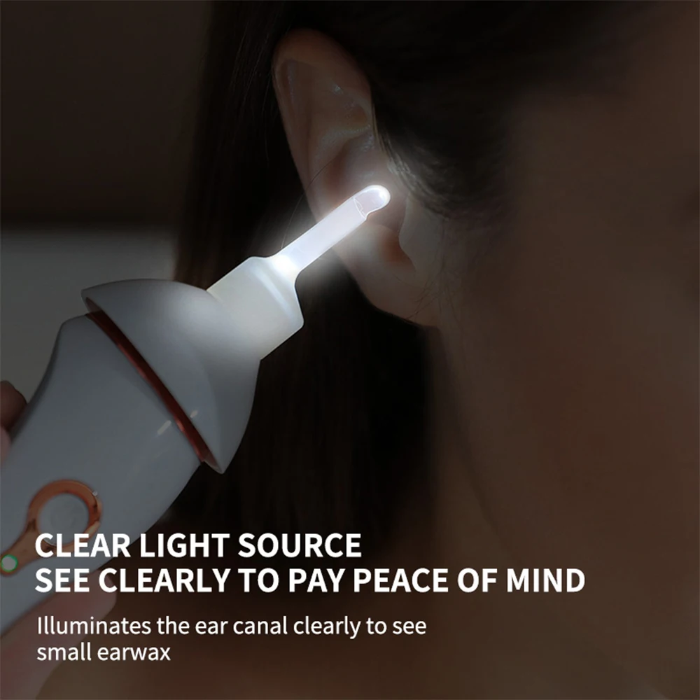 Luminous Electric Suction Ear Spoon Rechargeable Ear Pick LED Light Visual Ear Cleaner Wax Removal Tool for Children Adults 4