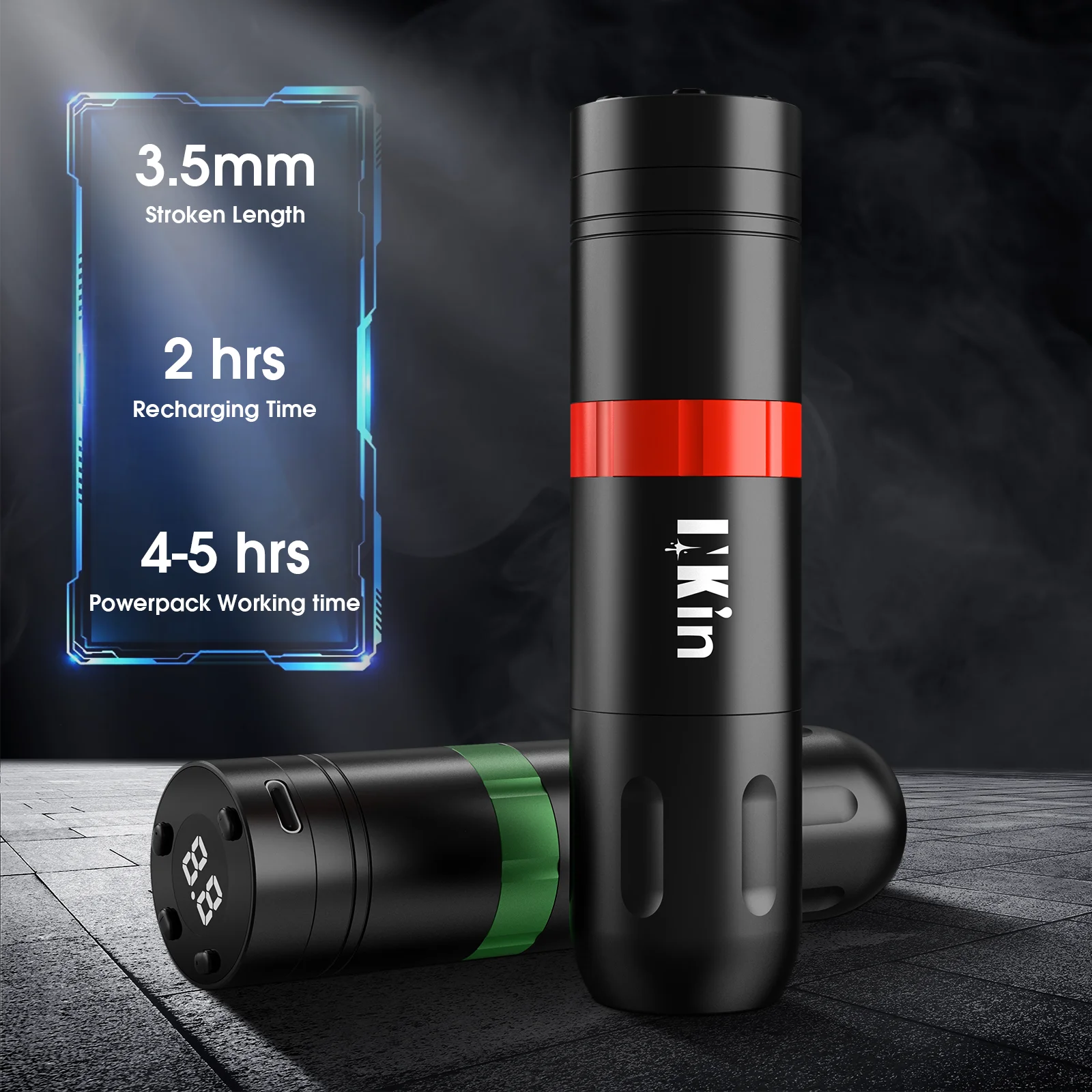 INKIN Ultra Wireless Cartridge Tattoo Pen Machine 1500mAh Capacity Led Display Power Grip Supply for Cartridge Tattoo Needles for tattoo pen