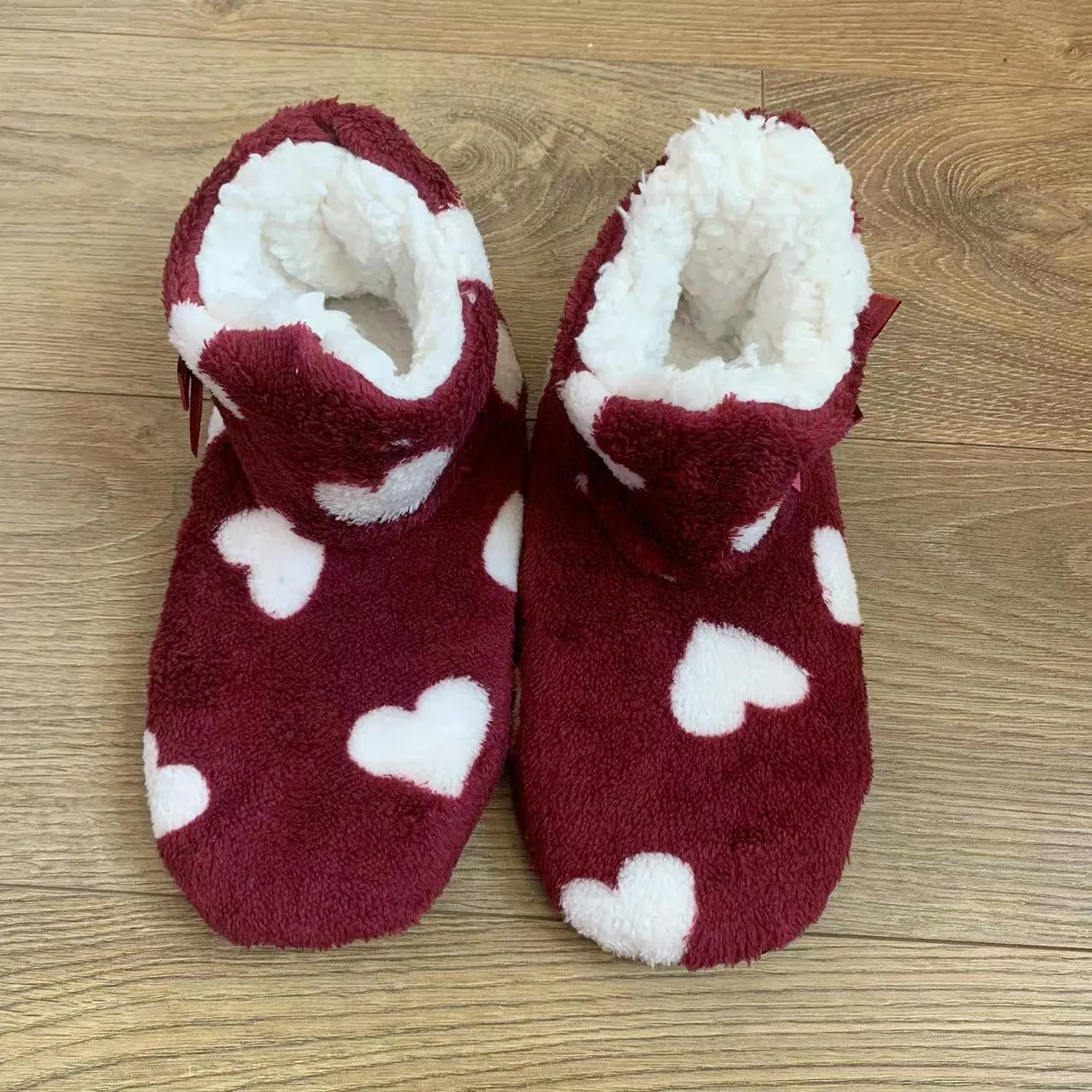 House Slipper Boot Women Heart Love Winter Warm Non Slip Fleece Soft Indoor Plush Cotton Female Home Floor Shoes Men High Tube