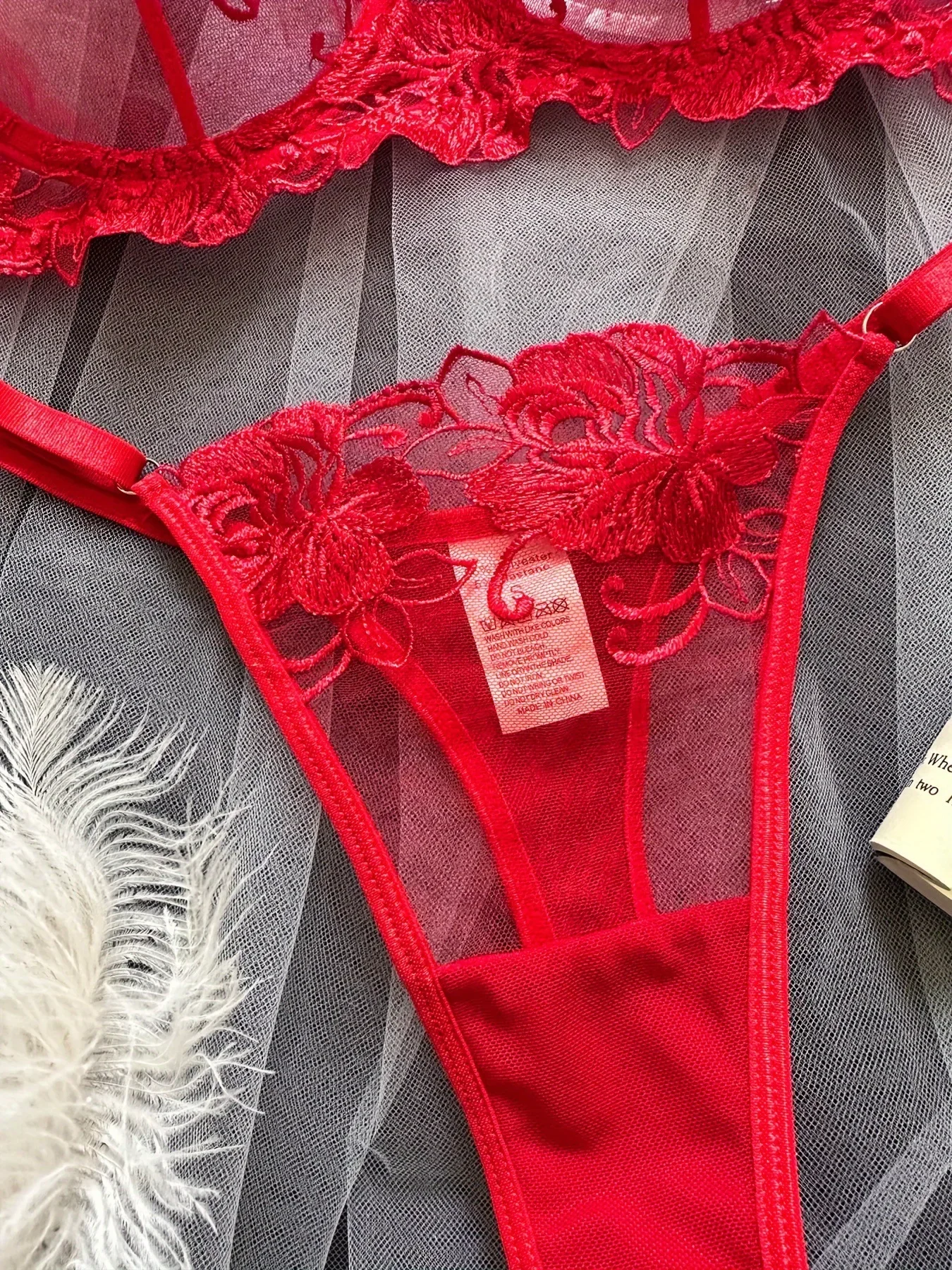 Flower Mesh Embroidery Lingerie Set 15