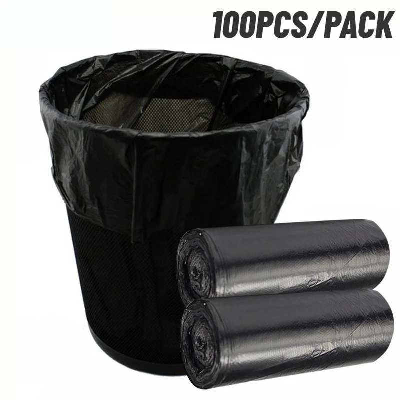 Black Household Disposable Garbage Bag Kitchen Bathroom Storage Garbage Bin Lining Flat Top Cleaning Bag 100PCS/Pack, trash bags,disposable trash bags,garbage bags