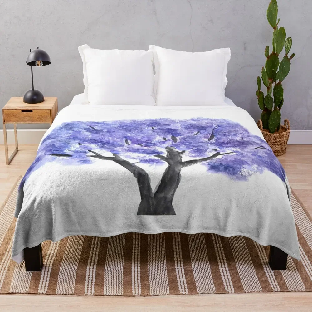 Indaco Jacaranda Mosifolia Albero In Fiore Coperta Coperte Coperte Divani Di Decorazione Capelli Coperte Per Pisolino