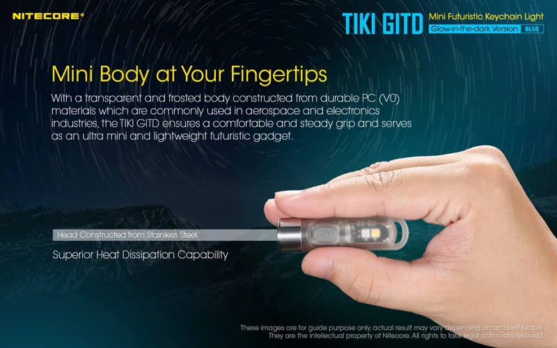 nitecore tiki gitd recarregável chaveiro luz mini lanterna futurista