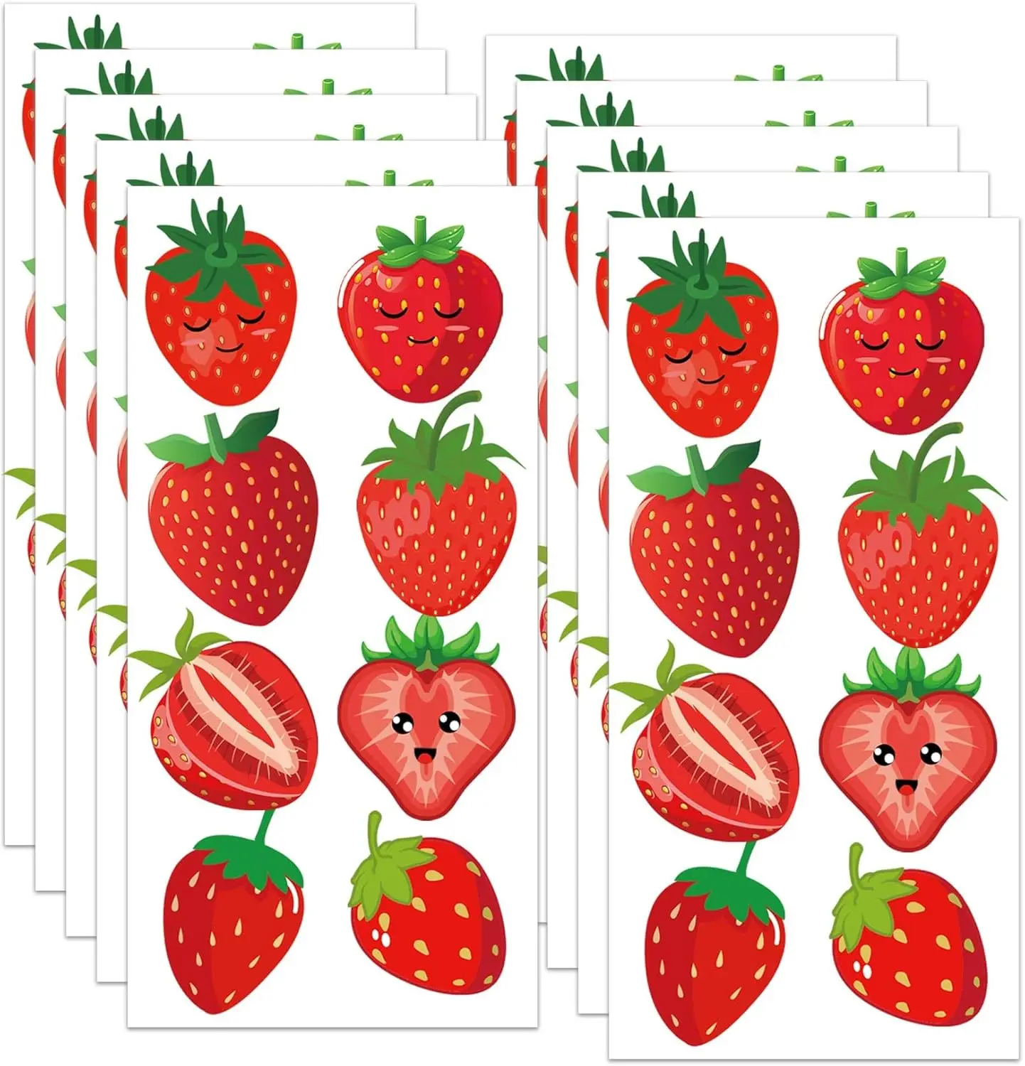 2 Inch Red Strawberry Shaped Stickers Strawberry Themed Birthday Party Favors Decals Baby Shower for Envelope Seals 240Pcs