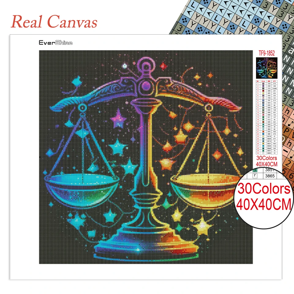 EverShine New 2023 Diamond Mosaic The Zodiac Cross Stitch Kit Beads Embroidery Animal Leo Aries Sagittarius Painting Wall Art