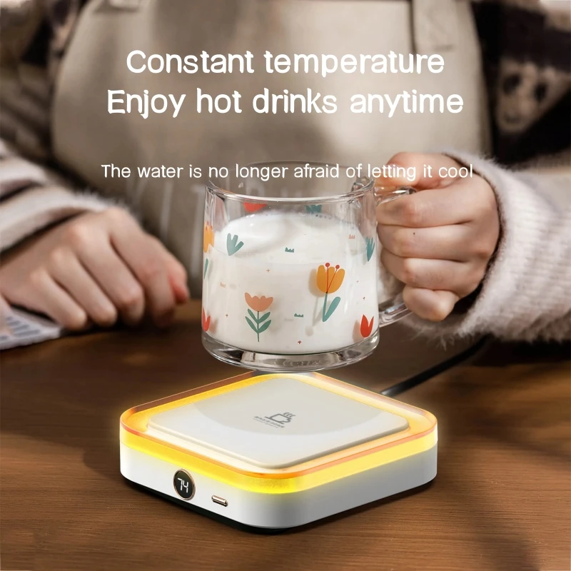 DC5V USB Coffee Mug Warmer 3 Gear Temperature Cup Warmer Heating Coasters Plate Pad for Tea Water Milk with Colorful Night Light 3