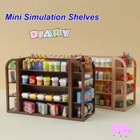 80PCS Mini Simulated Supermarket with Four-sided Shelves Children's Play House Doll House Decorations Snacks Beverages Toy Model 1