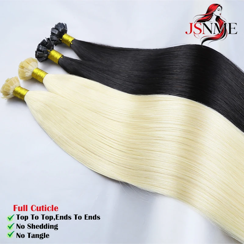 JSNME Estensioni dei capelli a punta piatta di alta qualità Cheratina Naturale Estensione dei capelli veri umani Marrone Biondo 1 g/filo per il salone - immagine 4