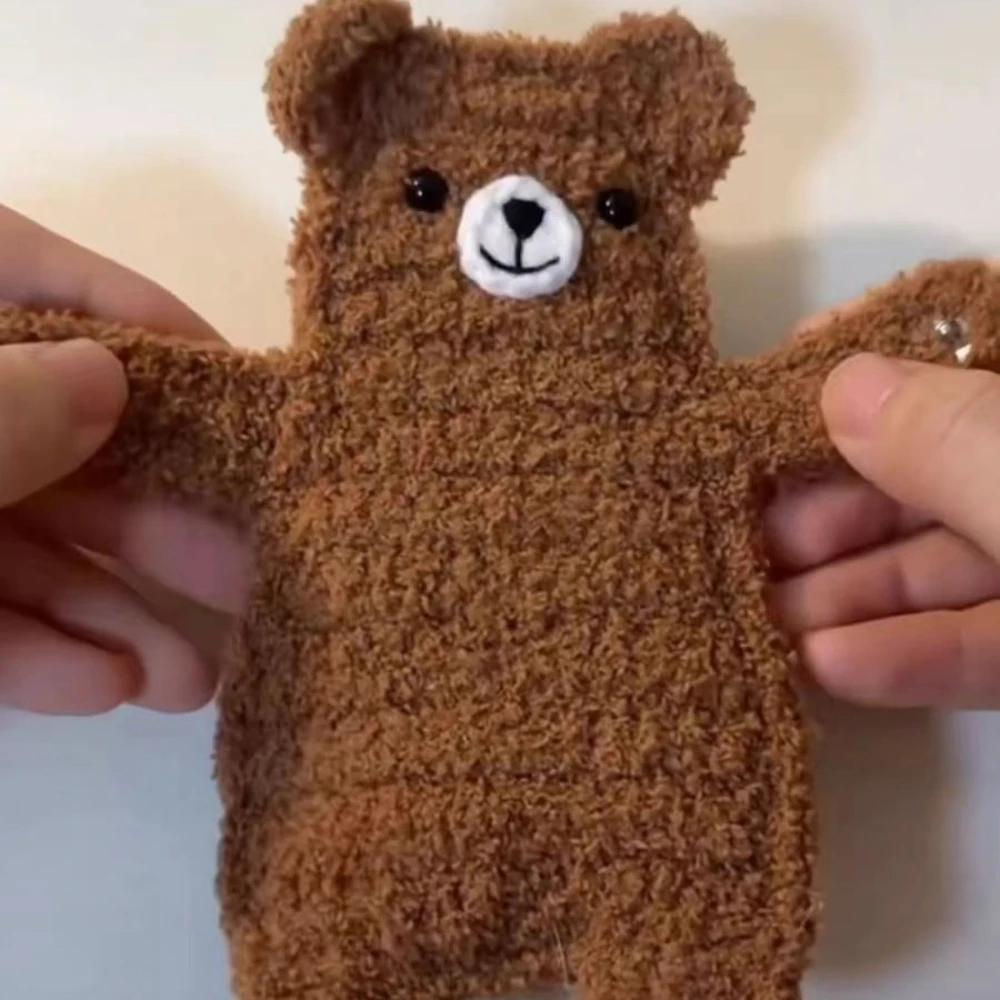 Little Bear Earphone Storage Bags Handmade Woven Homemade Plush Thread Crochet Cute Teddy Bear Bluetooth Headset Bag Pendants
