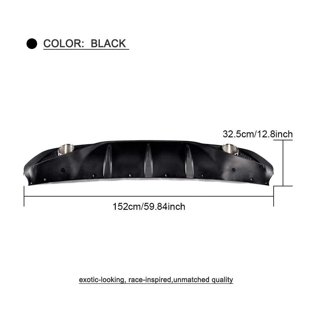 Black PP car rear bumper lip diffuser spoiler with exhaust tips for Alfa Romeo Giulia Sedan 4 Door Quadrifoglio TI