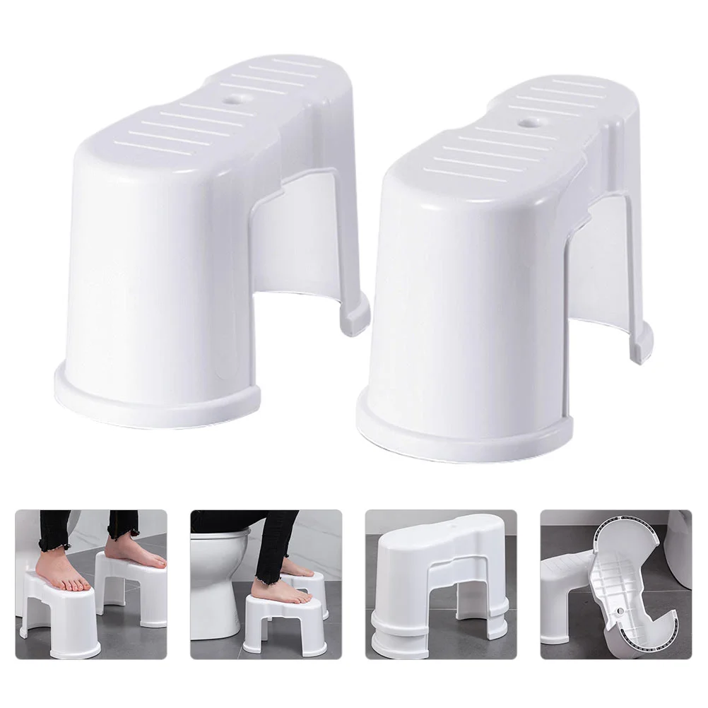 2Pcs Thickened Plastic Bathroom Footstools Household Anti slip Toilet