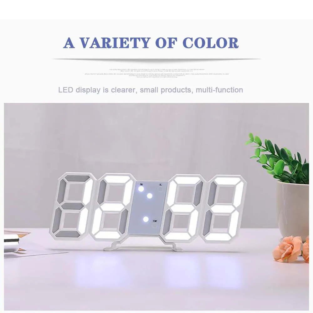 Modern LED Digital Wall Clock with 3D Display and Temperature Indicator