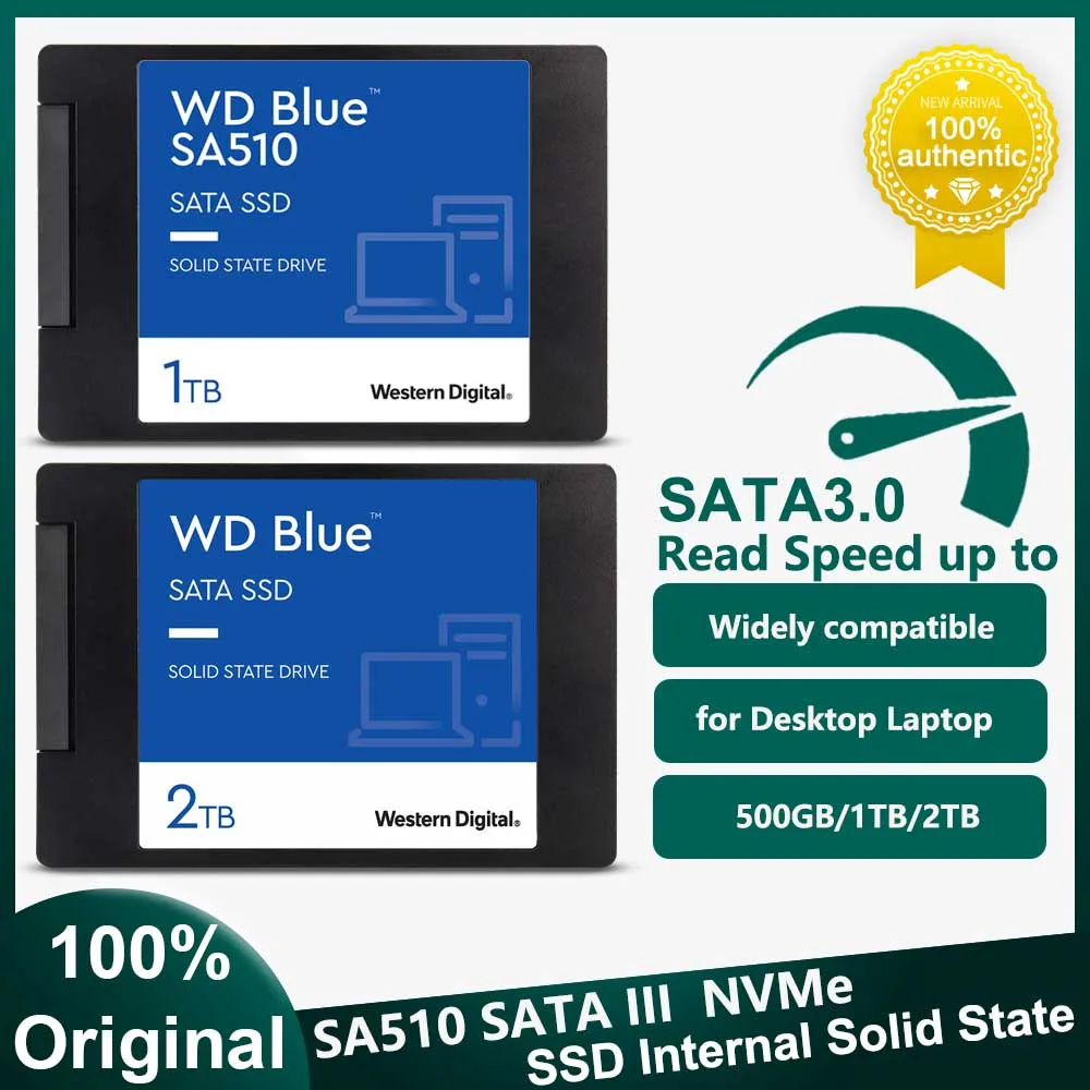 Western digital wd azul sa510 ssd unidade de estado sólido interno sata iii 6 gb/s 2.5 "250g 500g 1tb 2tb 4tb disco rígido para pc desktop