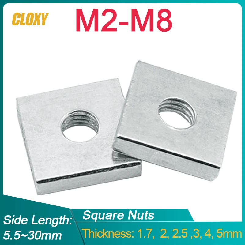5~ 50pcs M2 M3 M4 M5 M6 M8 Zinc Plated Carbon Steel Thin Square Nuts ...