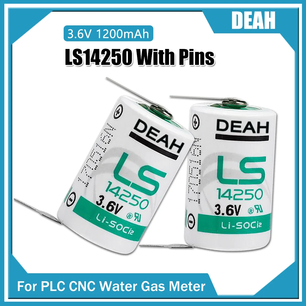 2PCS LS14250 LS 14250 14250 3.6V Lithium Battery With Pins For PLC CNC ...