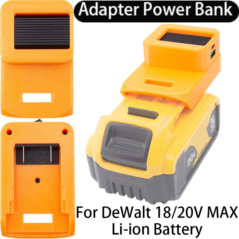 Portable power bank for DeWalt 18/20V MAX Li--ion battery adapter converts to fast charging for laptops and mobile phones
