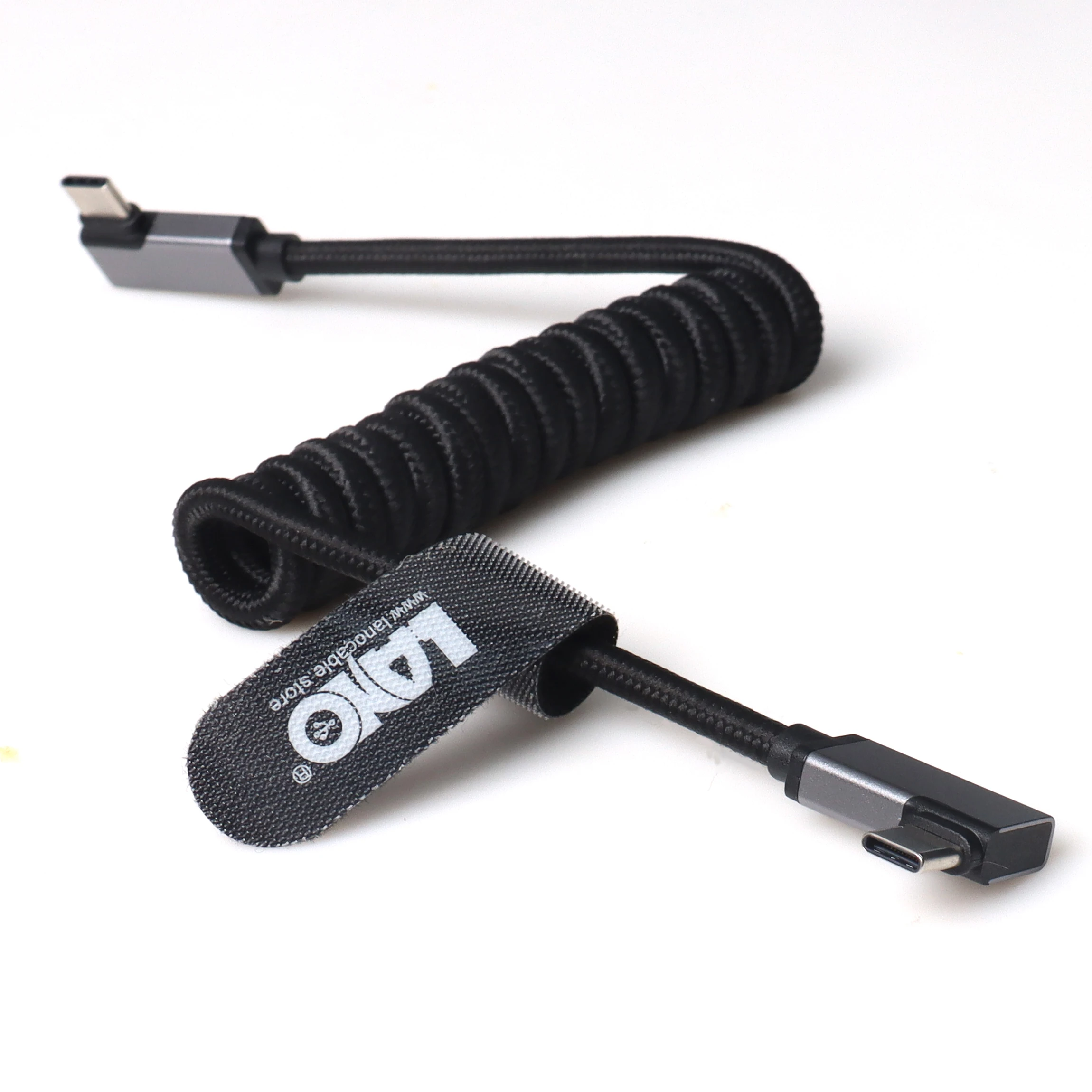 LANO USB-C Cable Dual 90-Degree Metal Head Nylon Braided 60W