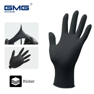 Перчатки Нитриловые водонепроницаемые рабочие перчатки GMG толстые черные 100% нитриловые перчатки для механических химических продуктов одноразовые перчатки