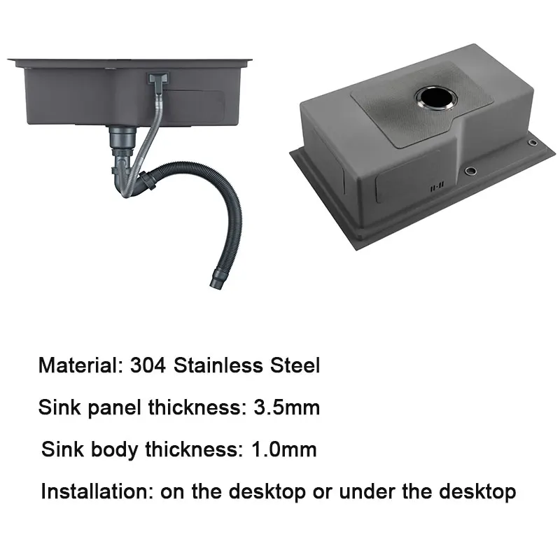 black Kitchen Sink 304 Stainless Steel with cutting board sink vegetable washing basin black sink above counter or udermount
