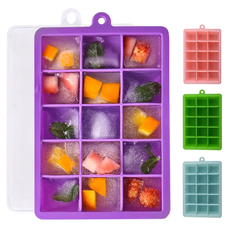 1524GridLargeIceCubeMoldFoodGradeSiliconeIceCubeSquareTray