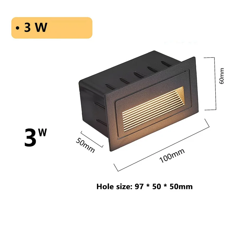야외 LED 계단 조명 85-265V IP65 방수 계단 조명 벽 매립형 지하 램프 3W 정원 통로용