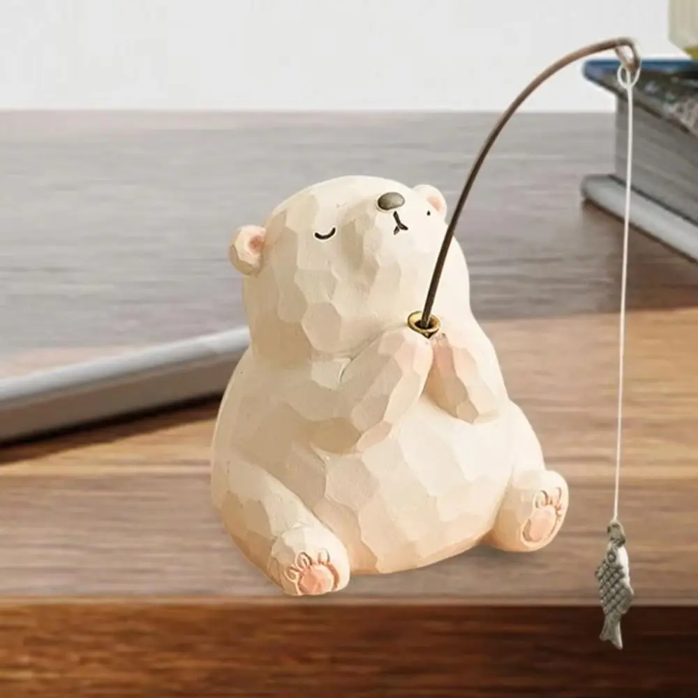 Resin Animal Fishing Ornaments Handmad Statue Screen Animal Model Crafts Desk Ornament Computer Monitor Decorations