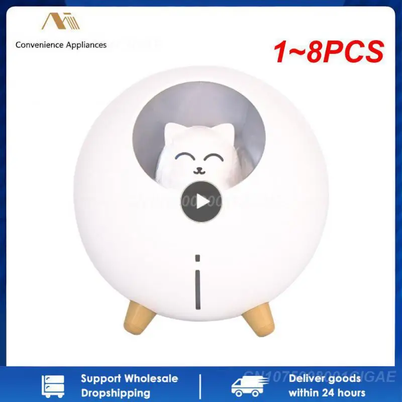 

1~8PCS Cute Planet Cat Air Humidifier Ultrasonic Diffuser with Romantic Color LED Light USB Mini Humidificador Diffusor