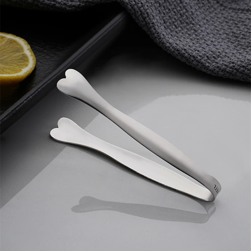 Stainless Steel Heart-Shaped Food Tongs Small Sugar Ice Cube Clip Steak Grill Clamps Kitchen Tweezer Cooking Accessories food tongs