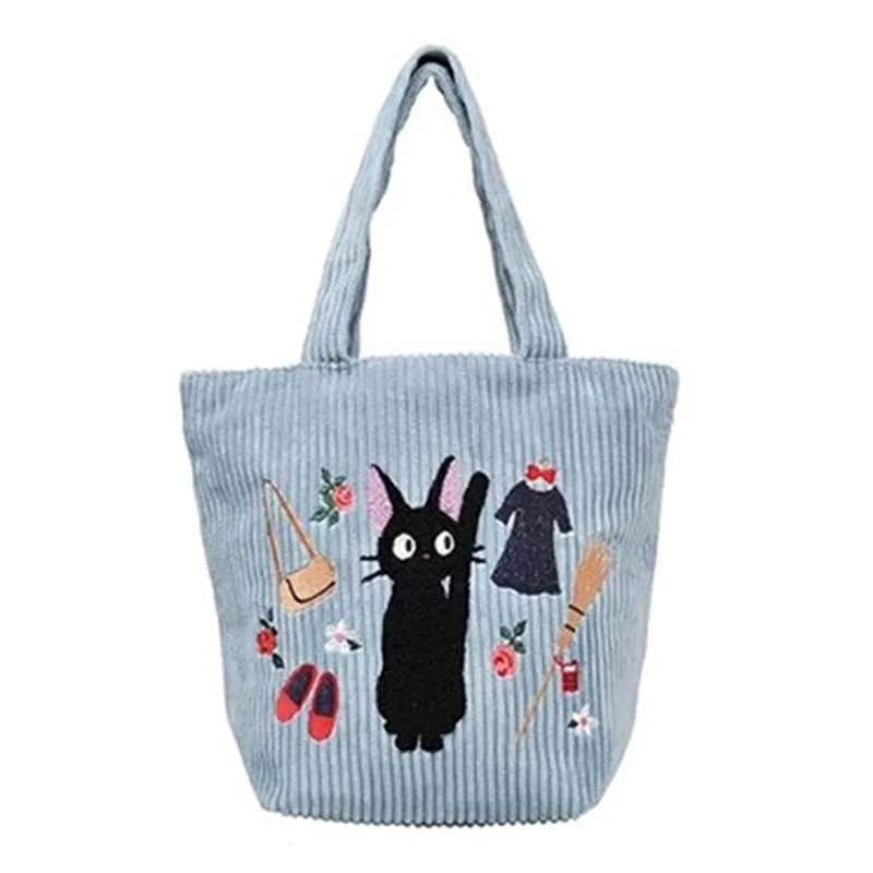 

New Original Anime Kiki's Delivery Service Girls Women Corduroy Embroidery Shoulder Bags Handbags Kids Shopping Bag