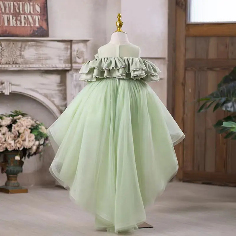 Jill Wish J551 Eleagnt Sage Green Off Shoulder Flower Girl Dress Princess  Children Birthday Wedding Party Pageant Prom Gown - AliExpress 320