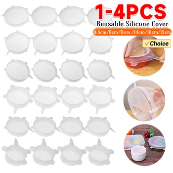 1-5Pcs Stretch Silicone Lids Heat Resistant Reusable Food Wrap Bowl Pot Pan Cover Universal Cookware Lid Kitchen Refrigerator 1