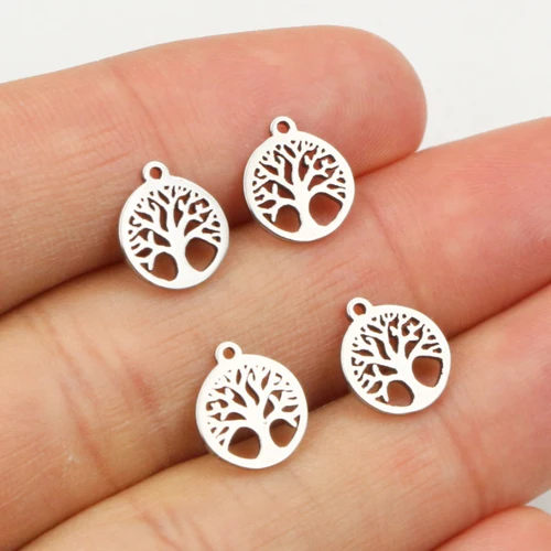 30pcs 10x8.5mm 아니 페이드 316 스테인레스 스틸 라이프 트리 귀여운 매력 펜던트 DIY 목걸이 팔찌 공예 보석 만들기 2