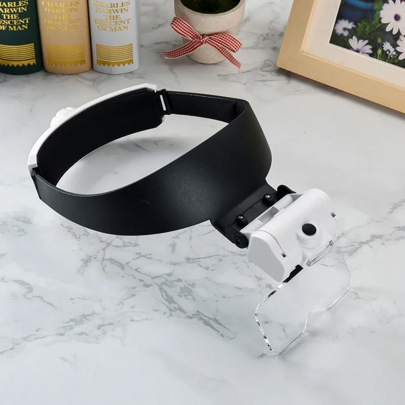 New head mounted maintenance with LED lamp magnifying glass reading newspaper manual for the elderly